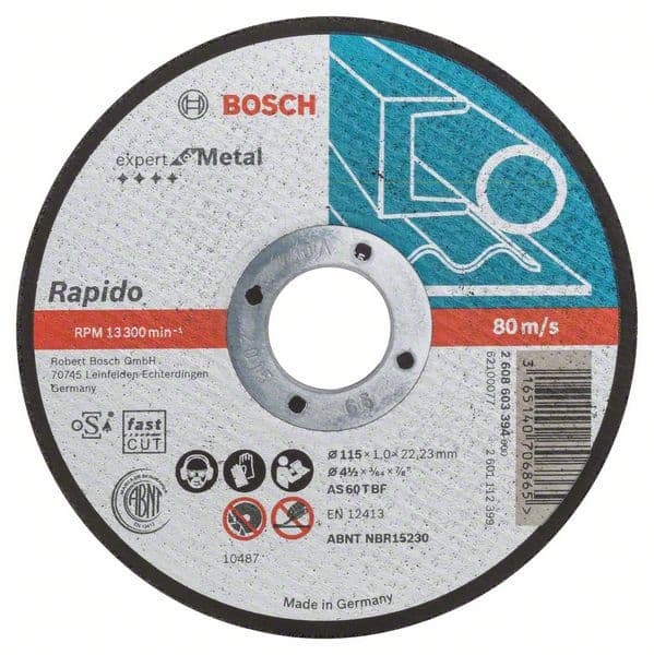 Rezna ploča ravna Expert for Metal - Rapido Bosch 2608603394, AS 60 T BF, 115 mm, 1,0 mm