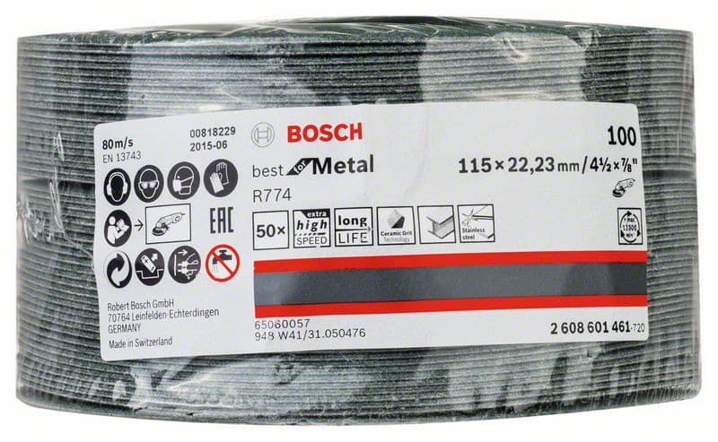 Bosch brusni fiber disk R774, Best for Metal 115 mm, 22,23 mm, 100 - 2608601461 - slika 2