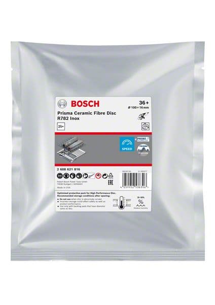 Bosch EXPERT Prisma Ceramic fiber disk R782, za nerđajući čelik, 100mm, granulacija 36, pakovanje 25 komada, 2608621816 - slika 2