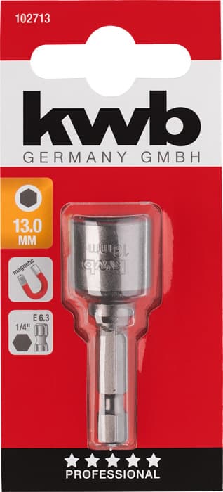  KWB 49102713 nasadni ključ 13 mm, magnet E6.3, šestougaoni prihvat - slika 2