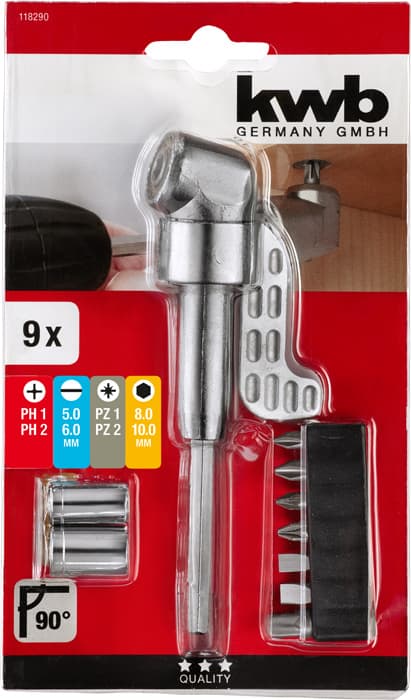  KWB 49118290 ugaoni odvijač, set sa bitovima, 9 delova - slika 3