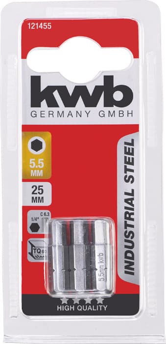  KWB 49121455 3 bita 25 mm, sa šestougaonim prihvatom, 5,5 mm industrijski čelik - slika 2