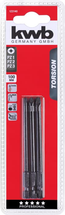  KWB 49123140 3 bita 100 mm PZ set Torsion - slika 3