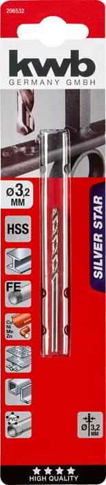  KWB 49206532 Silverstar 2 burgije za metal 3.2, DIN 338, brušene - slika 2