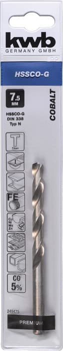  KWB 49249475 HSS-Co Cobalt Twist DRILL 7,5 mm - slika 3