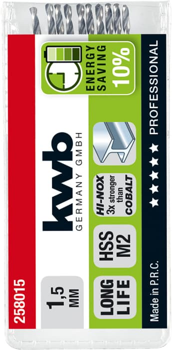 KWB 49258015 HI-Nox HSS M2 burgija za metal, 1,5 mm - slika 2