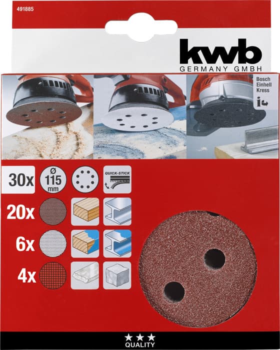 KWB 49491885 set Quick-Stick brusnih listova na čičak, 115 mm, 30 delova - slika 2