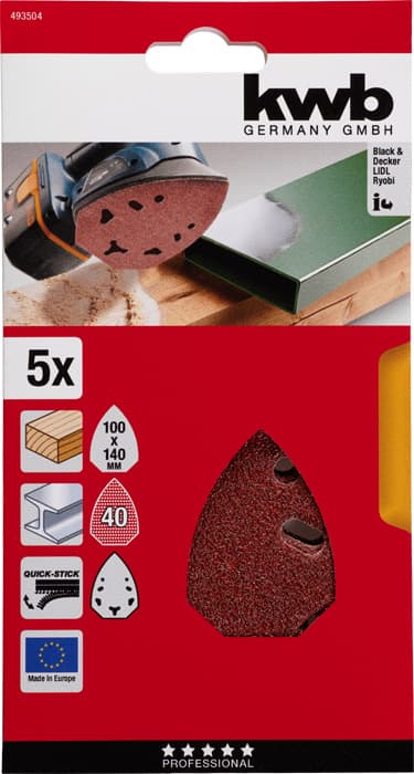  KWB 49493504 Quick-Stick brusni disk za delta brusilicu 98x139 mm, 1/5, GR 40 - slika 2