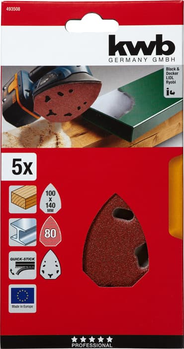  KWB 49493508 Quick-Stick brusni disk za delta brusilicu 98x139 mm, 1/5, GR 80 - slika 2
