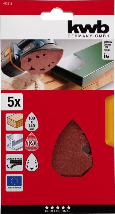  KWB 49493512 Quick-Stick brusni disk za delta brusilicu 98x139 mm, 1/5, GR 120 - slika 2