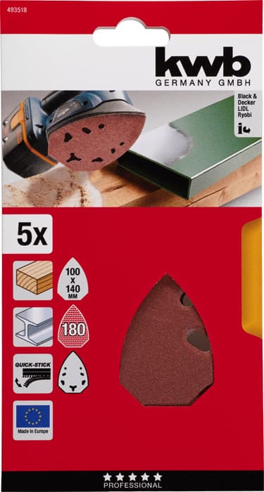  KWB 49493518 Quick-Stick brusni disk za delta brusilicu 98x139 mm, 1/5, GR 180 - slika 2