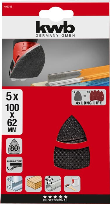  KWB 49496308 Quick-Stick delta brusna mrežica na čičak  100 x 62 x 93 mm, PSM, 180 G - slika 2