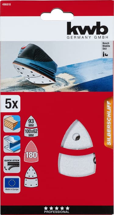  KWB 49496818 Quick-Stick brusni list za multi brusilicu, sa rupama, sa rupama G 180, 1/5 - slika 3