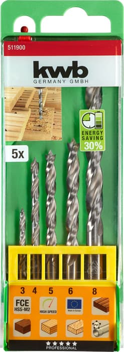 KWB 49511900 FCE set burgija za drvo 3-8 mm, 5 delova - slika 3