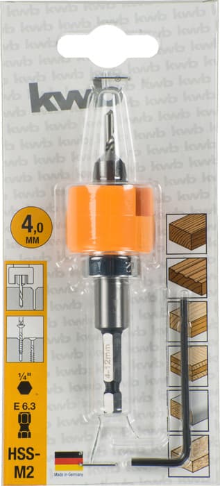  KWB 49512034 HSS M2 podesivi upuštač za drvo, 4 mm - slika 3