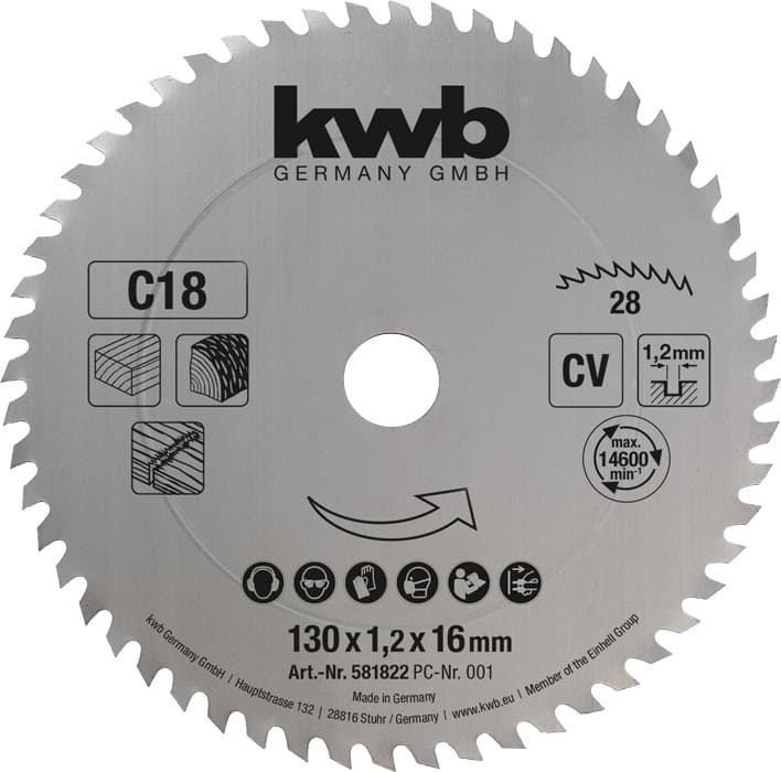  KWB 49581822 list za cirkular za drvo 130 x 1,2 x 16 mm, Z28