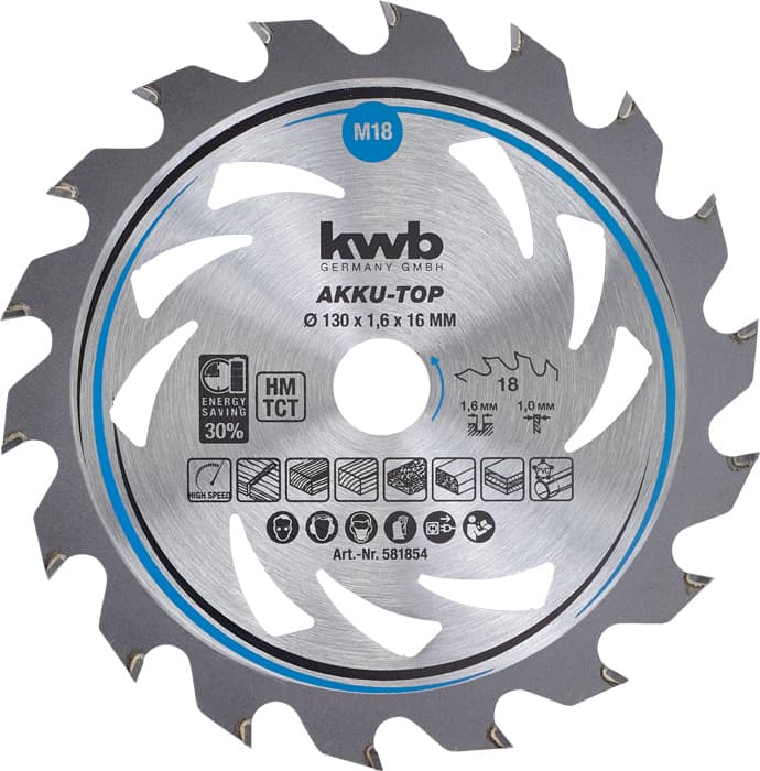  KWB 49581854 TCT list za cirkular za drvo 130 x 16 mm, 18T