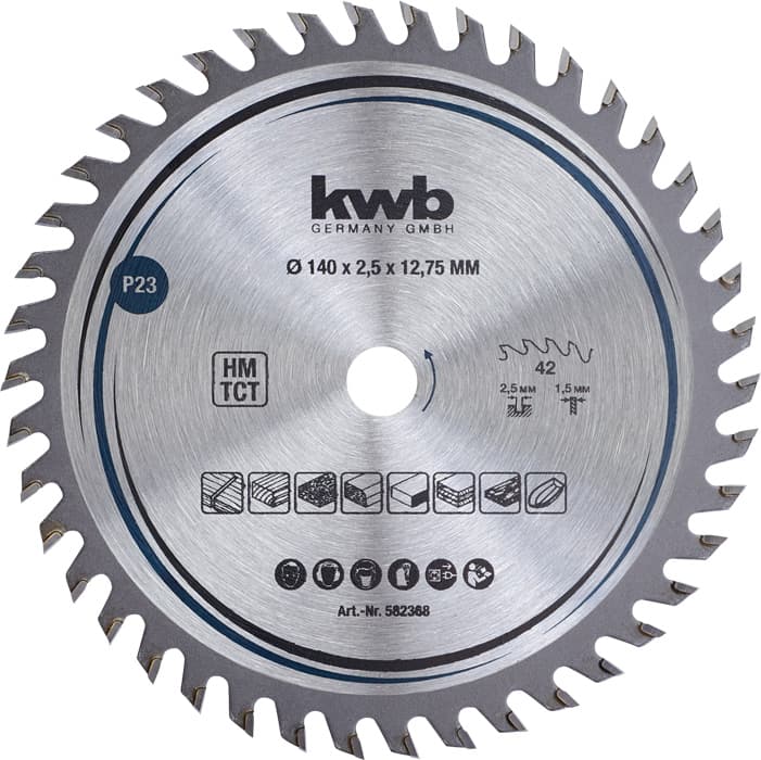  KWB 49582368 TCT list za cirkular za drvo 140 x 12,75 mm, 42T