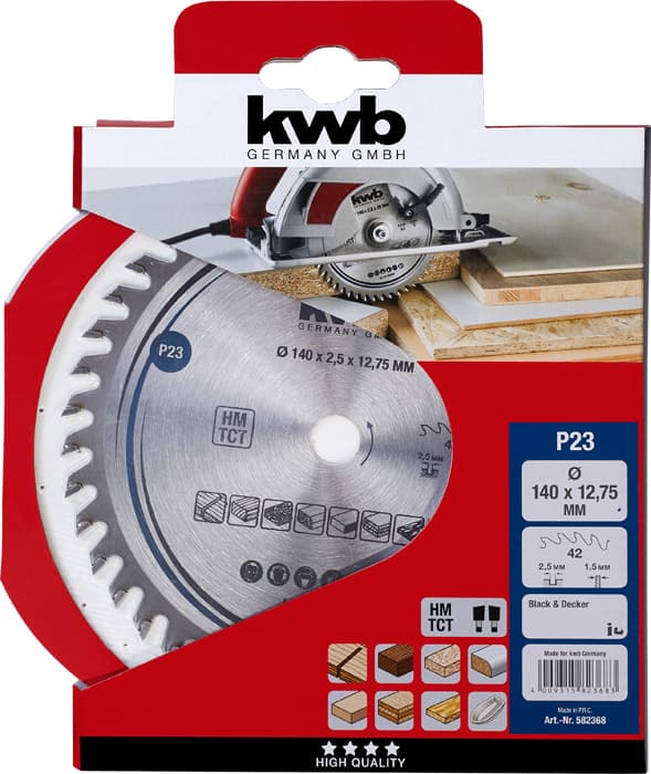  KWB 49582368 TCT list za cirkular za drvo 140 x 12,75 mm, 42T - slika 2