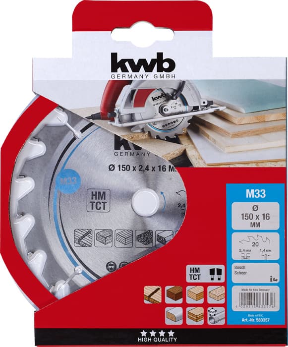  KWB 49583357 TCT list za cirkular za drvo 150 x 16 mm, 20T - slika 2