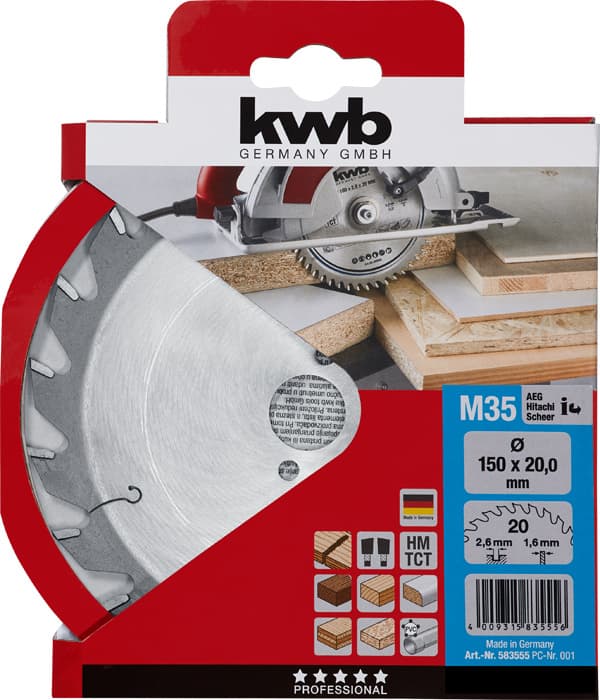  KWB 49583555 Rezni disk za cirkular 150 x 20 mm, 35M, HM, za drvo/plastiku - slika 2