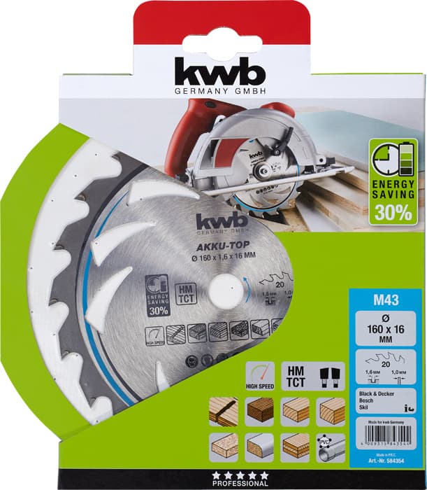  KWB 49584354 TCT list za cirkular za drvo 160 x 16 mm, 24T - slika 2