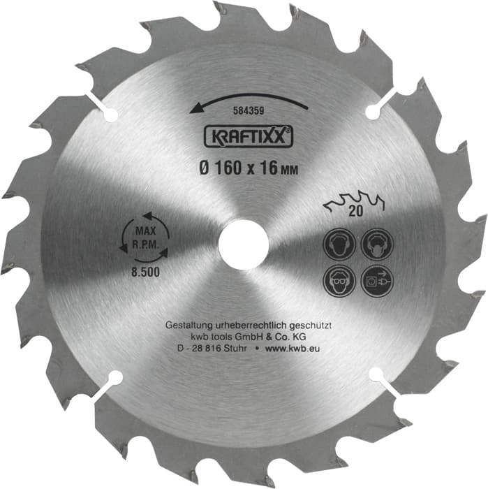  KWB 49584359 Rezni disk za cirkular 160x16 20Z, KRAFTIXX, HM, drvo/gipsakarton - slika 2