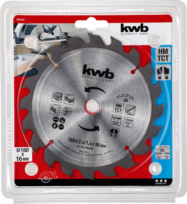  KWB 49584359 Rezni disk za cirkular 160x16 20Z, KRAFTIXX, HM, drvo/gipsakarton - slika 3