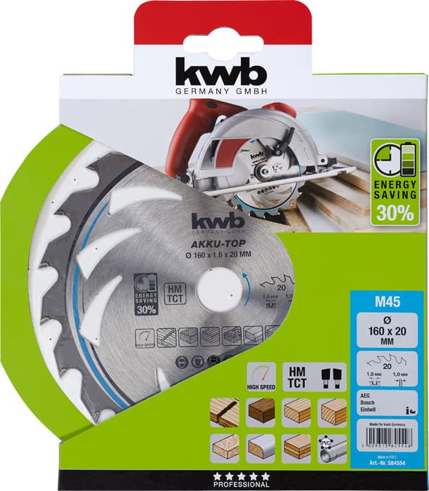  KWB 49584554 EnergySaving list za cirkular za drvo 160 x 20, 20T, ojačan karbidom - slika 2
