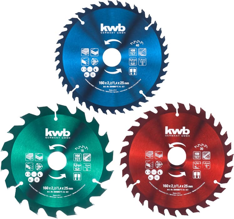  KWB 49584699 Set listova za cirkular 160 x 25 mm, 3 dela