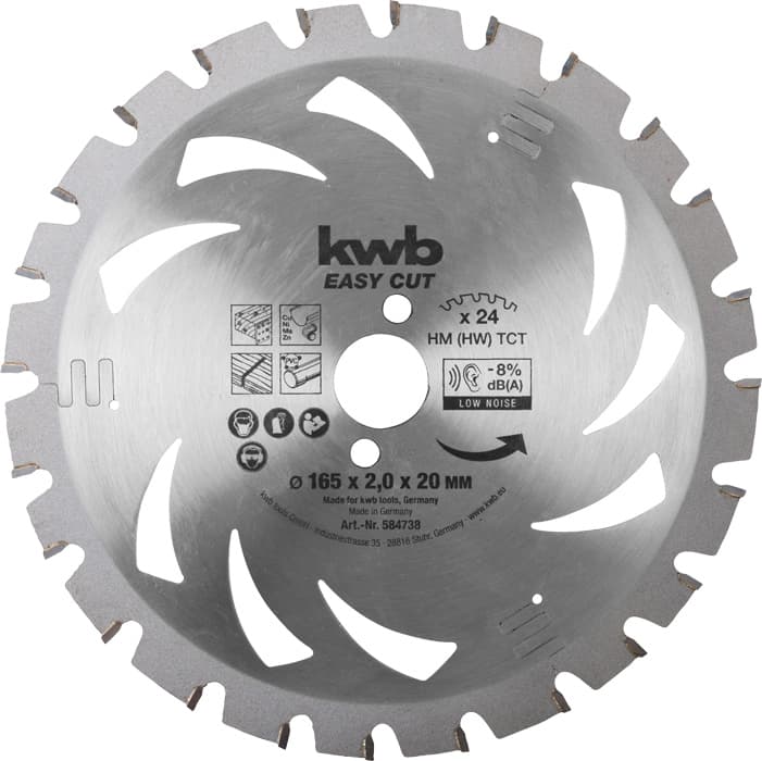  KWB 49584738 Easycut rezni disk za cirkular 165x20, 24Z, HM, za drvo/metal(nonFe)/plastiku, Energy Saving