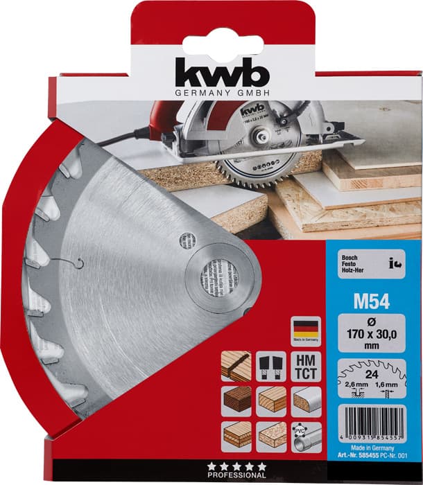  KWB 49585455 list za cirkular za drvo 170 x 30 mm, 54M, ojačan karbidom - slika 2