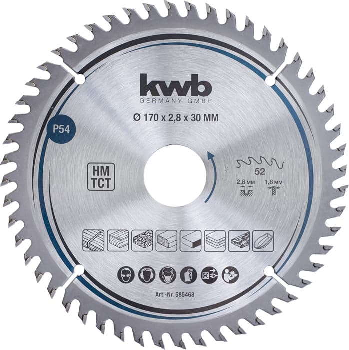  KWB 49585468 TCT list za cirkular za drvo 170 x 30 mm, 52T
