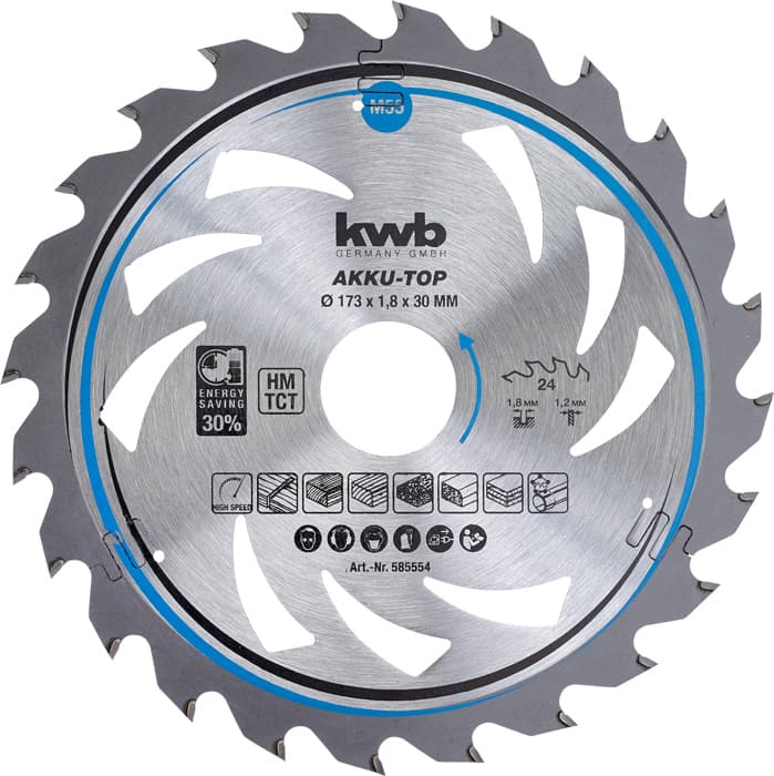  KWB 49585554 TCT list za cirkular za drvo 173 x 30 mm, 30T