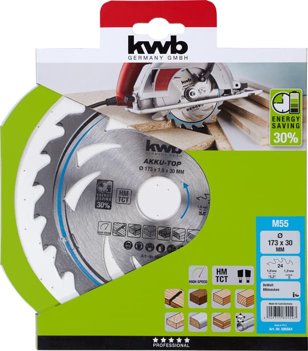  KWB 49585554 TCT list za cirkular za drvo 173 x 30 mm, 30T - slika 2