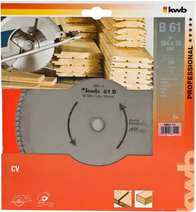  KWB 49586111 list za cirkular za drvo 184 x 16 mm, 61B - slika 2