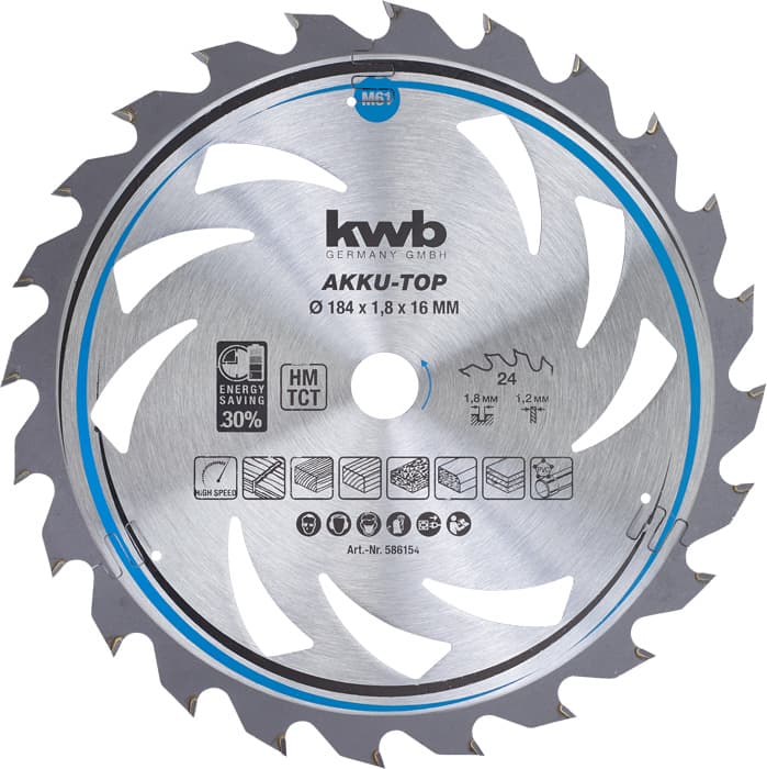  KWB 49586154 TCT list za cirkular za drvo 184 x 16 mm, 24T