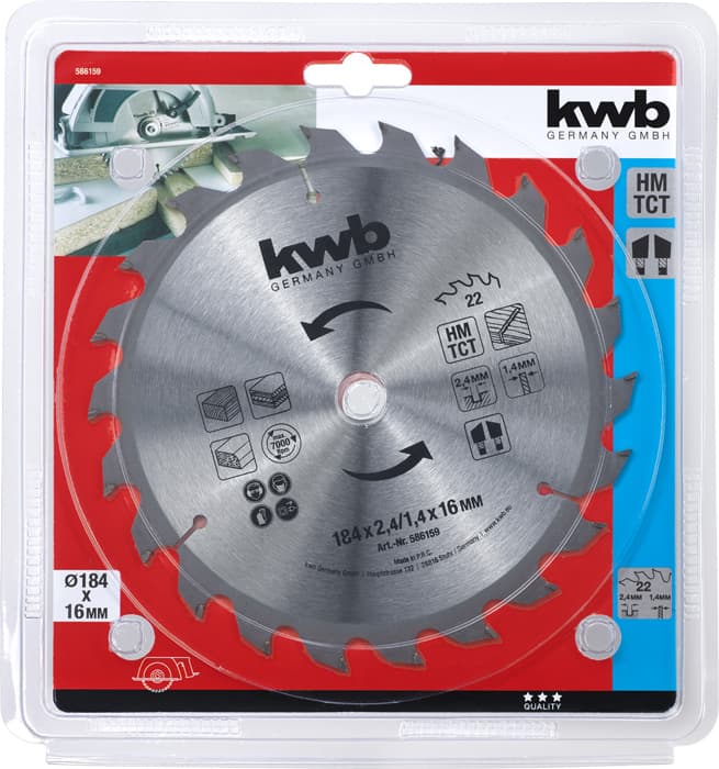 KWB 49586159 Rezni disk za cirkular 184x16 22Z, KRAFTIXX, HM, drvo/gipsakarton - slika 2
