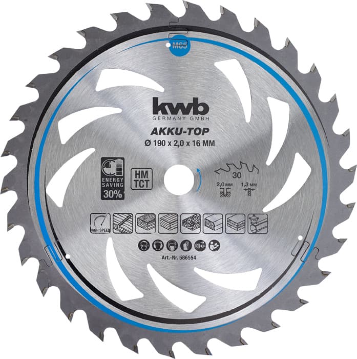  KWB 49586554 TCT list za cirkular za drvo 190 x 16 mm, 30T