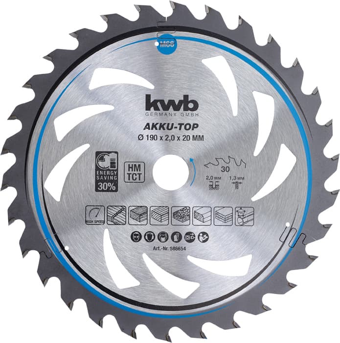  KWB 49586654 TCT list za cirkular za drvo 190 x 20 mm, 30T