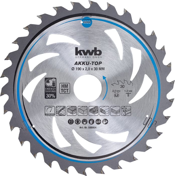  KWB 49586954 TCT list za cirkular za drvo 190 x 30 mm, 30T