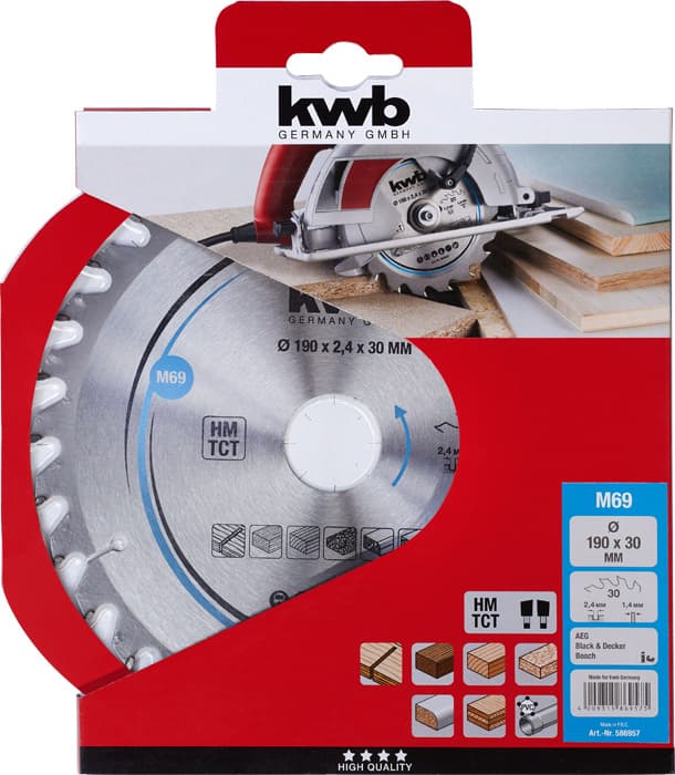  KWB 49586957 TCT list za cirkular za drvo 190 x 30, 30T - slika 2
