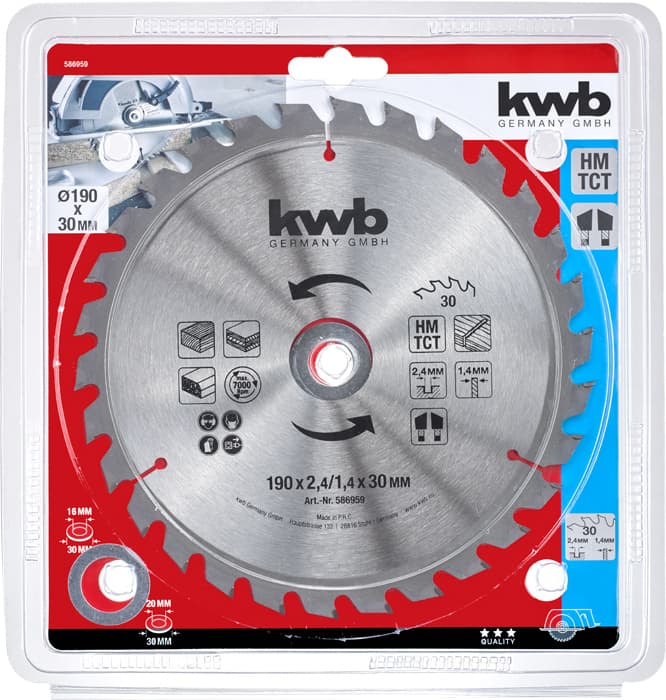  KWB 49586959 Rezni disk za cirkular 190x30 30Z, KRAFTIXX, HM, drvo/gipsakarton - slika 3