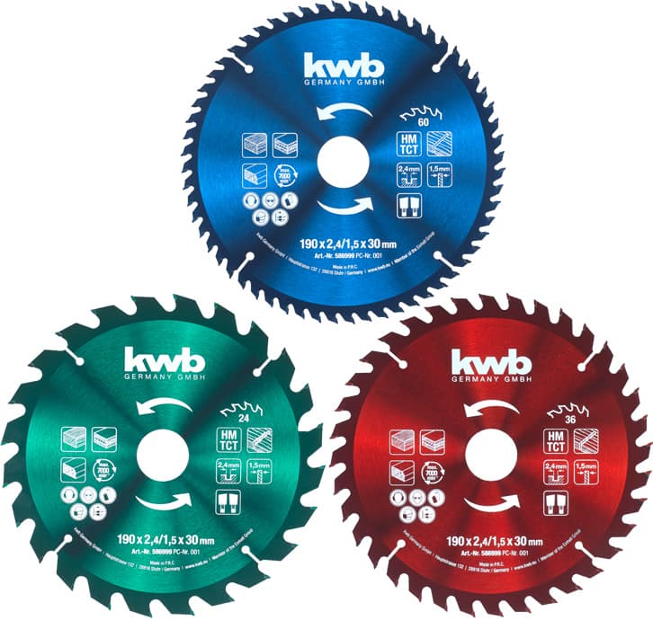  KWB 49586999 Set listova za cirkular 190 x 30 mm, 3 dela