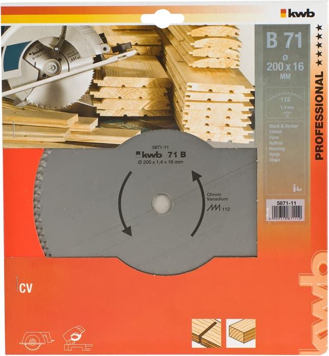  KWB 49587111 Rezni disk za cirkular 200x16 72Z, CrV, za drvo - slika 2