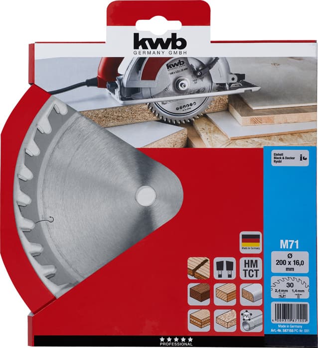  KWB 49587155 Rezni disk za cirkular 200x16 30Z, HM, za drvo/plastiku - slika 2