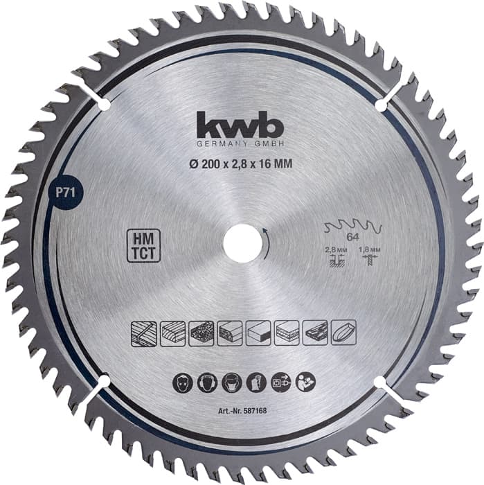  KWB 49587168 TCT list za cirkular za drvo 200 x 16 mm, 64T