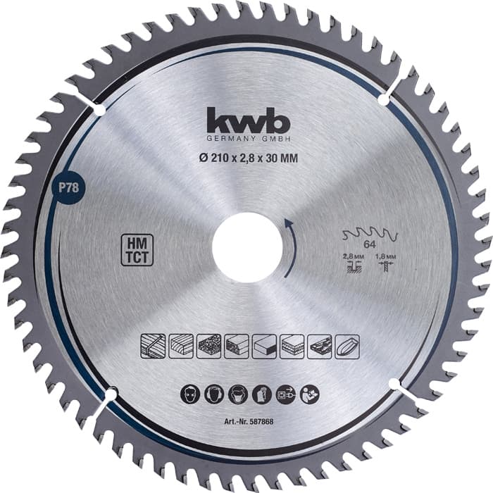  KWB 49587868 TCT list za cirkular za drvo 210 x 30 mm, 64T