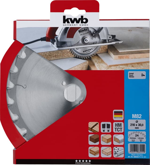  KWB 49588255 list za cirkular za drvo 216 x 2,8 x 30 mm, Z24, ojačan karbidom - slika 2