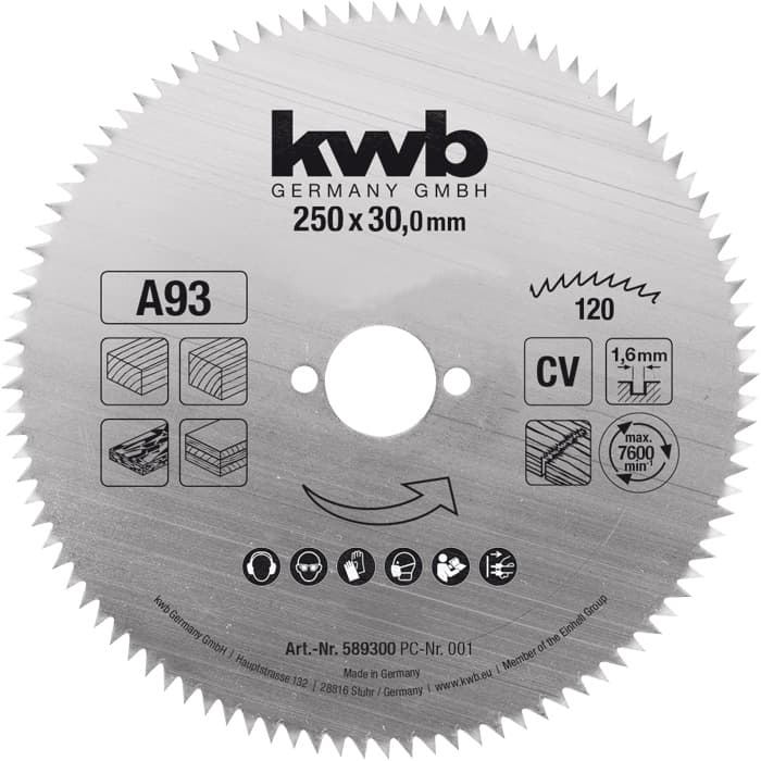  KWB 49589300 list za cirkular za drvo 250 x 1,6 x 30 mm, Z120